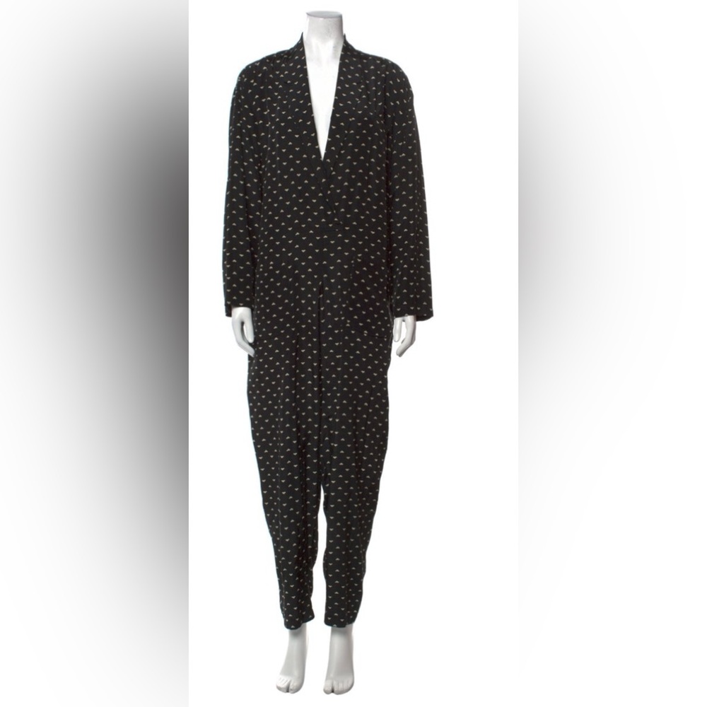 Norma Kamali - patterned black jumpsuit.
